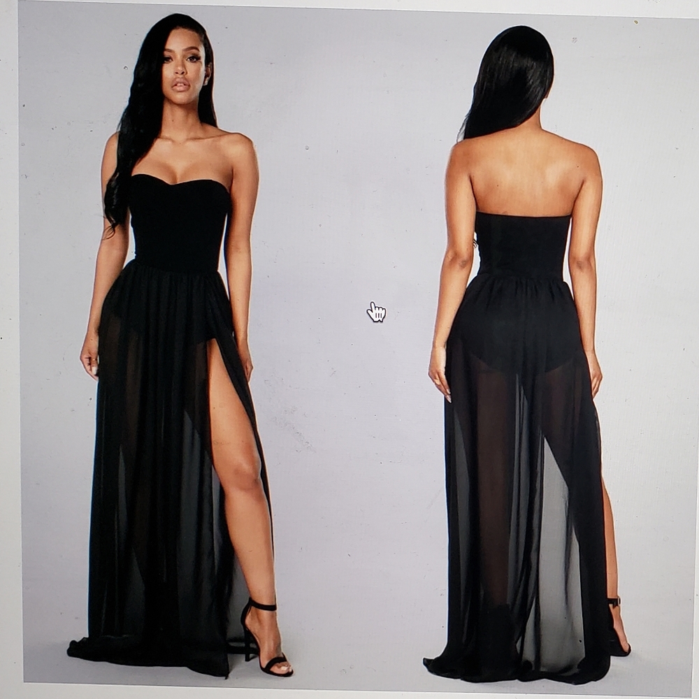 Fashion Nova black maxi dress